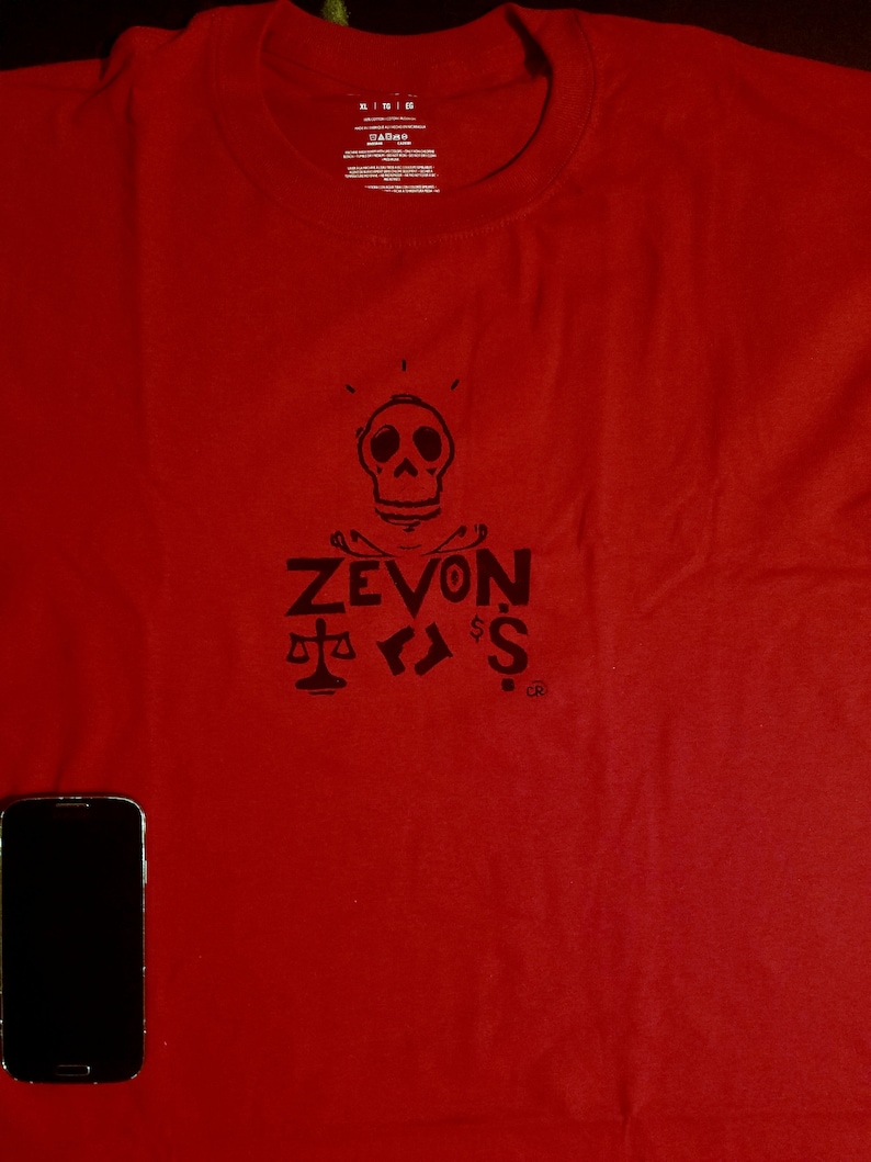 classic rock New Warren Zevon Block Printed Shirt Lawyers Guns and Money Black ink on Gray Cotton Unisex Shirt