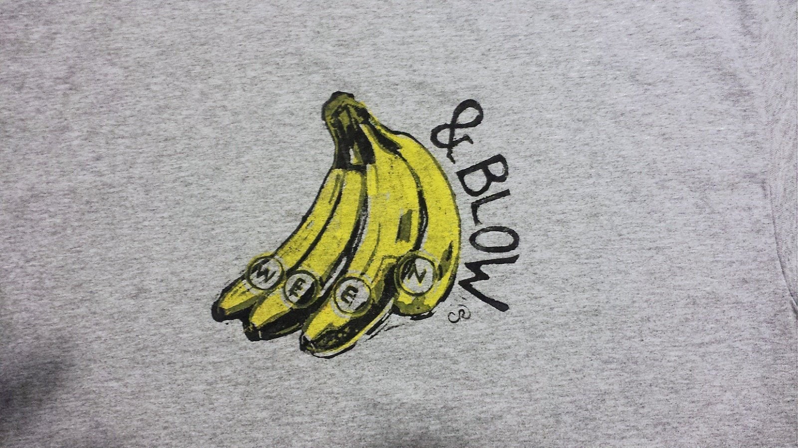 Bananas and Blow Ween Block Print Tshirt, Lino Print, 2 Layer Print