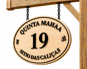 Wooden Sign – Laser Cut 3D Sign for Business – House Sign – Solid Pine Address Plaque– Outdoor Epoxy Coated Sign – Personalised Sign Algarve