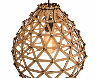 Zome Pendant Lamp DIY Kit | Geometric Wooden Light | Boho Ceiling Light | Handmade MDF Lamp | Custom Color Lighting | Secret Geometry Decor