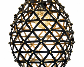 Zome Pendant Lamp DIY Kit | Geometric Wooden Light Shade | Boho Ceiling Light | Black and Gold Lamp|Secret Geometry Light |Unique Home Decor