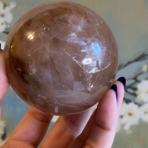 Large hematoid fire quartz sphere