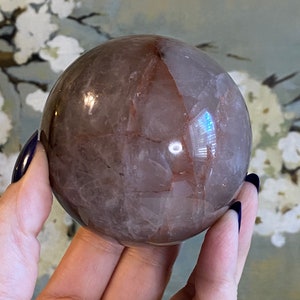 Large hematoid fire quartz sphere