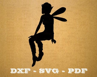 Disney DXF Fée assise  Svg, Png, Dxf fée , cliparts fée, vecteur, cricut, fée Silhouette decoupe laser, fichiers découpe numerique