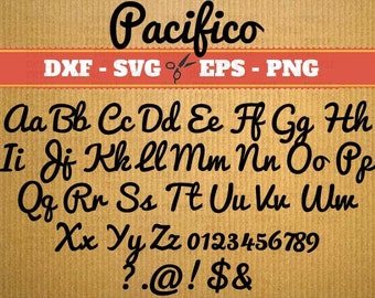 SVG fonts for cricut, Monogram,Pacifico,  svg font alphabet, Svg Font; Svg, Dxf, Eps, Png; Cursive Svg Font, svg fonts, svg font alphabet