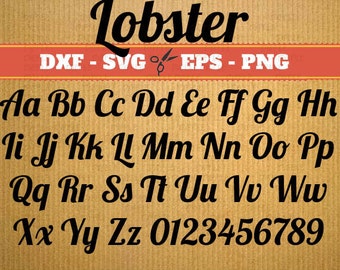 Lobster Script Monogram Svg Font; Svg, Dxf, Eps, Png; Digital Monogram, Calligraphy Script, Cursive Svg Font, Silhouette, Cricut, Cut File
