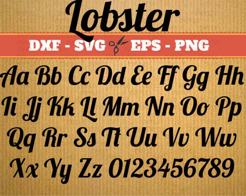 Lobster Script Monogram Svg Font Svg, Dxf, Eps, Png Digital Monogram