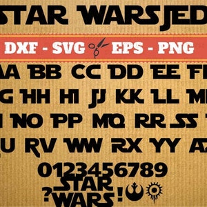 Star Wars Font SVG download; Svg, Dxf, Eps, Png; Digital Monogram, Vector file, Script, Cursive Svg Font, font svg, Cricut Alphabet cut file