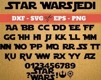 Star Wars Font SVG download; Svg, Dxf, Eps, Png; Digital Monogram, Vector file, Script, Cursive Svg Font, font svg, Cricut Alphabet cut file