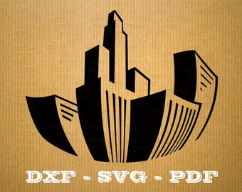 Format .dxf Immeuble ville- CNC découpe fichier - vectoriel vinyle - fichier DXF SVG Pdf - Cricut