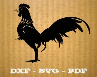 Format .dxf cock rooster - CNC cutting file - Vector vinyl - DXF SVG Pdf file - Cricut