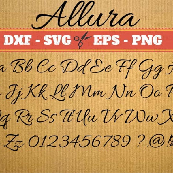 Allura Monogram Svg Font; Svg, Dxf, Eps, Png; Digital Monogram, Calligraphy Script, Cursive Svg Font, font svg, Cricut, vector files