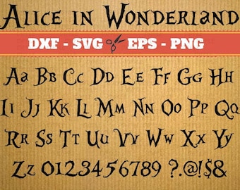 Alice in Wonderland Silhouette Svg Vector Alphabet Font Bundle Instant ...