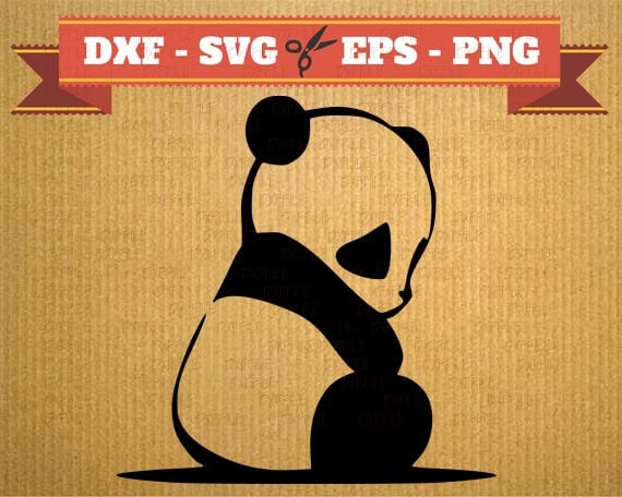 Panda SVG files for cricut - Animal dxf, silhouette cricut, panda dxf, silhouette cameo, panda vector, File Svg, Dxf, EPS, PNG for cnc