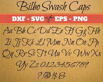 Bilbo swash Script SVG, Handwriting Font, Retro Script Monogram Svg, Dxf, Eps, Png; Fancy Script, Cursive SVG Font, Silhouette Files, Cricut