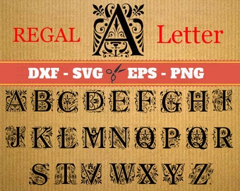 REGAL MONOGRAM SVG Files, Dxf, Eps & Png Files, Regal Svg Font Monogram, Silhouette, Cricut, Regal Monogram Svg Vector Cut Files