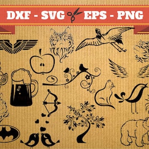 Lot 50 vinyle de Dxf Bundle Vector fichiers - coupe - - fichier DXF SVG Eps - Cricut - Cameo - découpé au Laser - Cnc - Scrapbooking de SVG