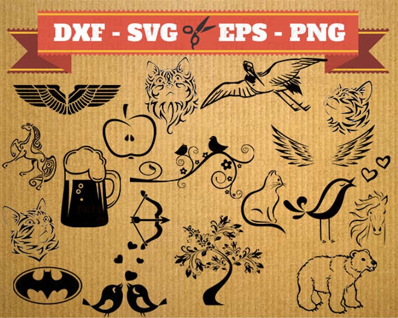 SVG bundle 50 files cutting file Dxf Bundle Vector vinyl DXF SVG Eps file Cricut Cameo Laser Cut Cnc Scrapbooking image 1