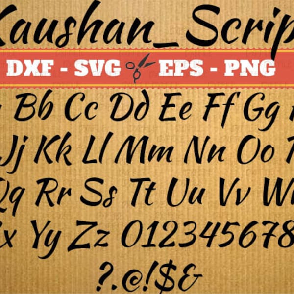 Kaushan Script Monogram Svg Font; Svg, Dxf, Eps, Png; Digital Monogram, Calligraphy Script, Cursive Svg Font, Silhouette, Cricut, Cut File