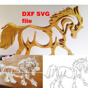 Cheval SVG et DXF fichier pour découpe laser, vinyle, cnc et scie à chantourner, cricut image 1