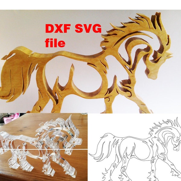 Cheval SVG et DXF fichier pour découpe laser, vinyle, cnc et scie à chantourner, cricut