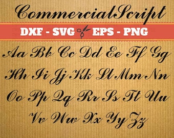 CommercialScript Script SVG Monogram Svg Font; Svg, Dxf, Eps, Png; Digital Monogram, Calligraphy Script, Cursive Svg Font, Silhouette Cricut