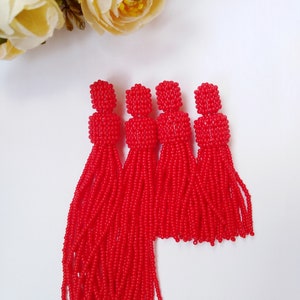 Red tassel earrings, beaded tassel earrings, Ukrainian handmade, stay with Ukraine image 6