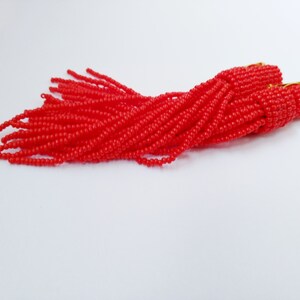 Red tassel earrings, beaded tassel earrings, Ukrainian handmade, stay with Ukraine image 3