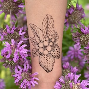 Strawberry Temporary Tattoo, Fruit Tattoo, Stocking Stuffers & Party Favors