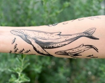 Blue Whale Temporary Tattoo