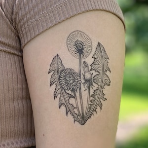 Dandelion Flower Temporary Tattoo, Wildflower Gift, Stocking Stuffers & Party Favors