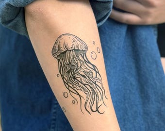 Jellyfish Temporary Tattoo: Ocean Animal, Sea Life Nature Tattoo