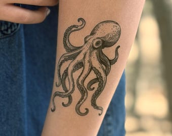 Octopus Temporary Tattoo: Ocean Animal Marine Life Tattoo