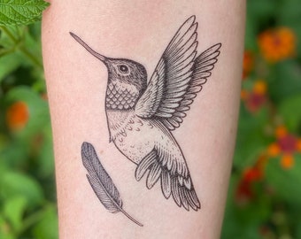 Hummingbird Temporary Tattoo, Bird Lover Gift, Memorial Gift, Party Favors
