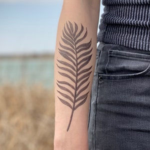 Palm Leaf Temporary Tattoo, Botanical Tattoo, Leafy Tattoo, Nature Tattoo, Spring Tattoo, Summer Tattoo, Dark Tattoo
