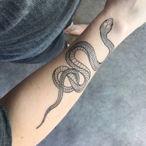 Garden Snake Temporary Tattoo, Garter Snake, Original Hand-Drawn Designs, Springtime Snake Tattoo, Snake Art, Fake Tattoo, Nature Gift