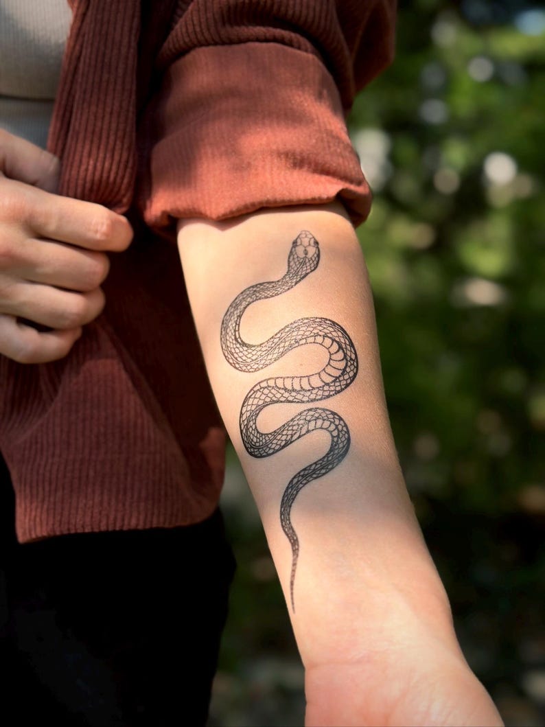 NatureTats Garden Snake Temporary Tattoo - Thumbnail 5