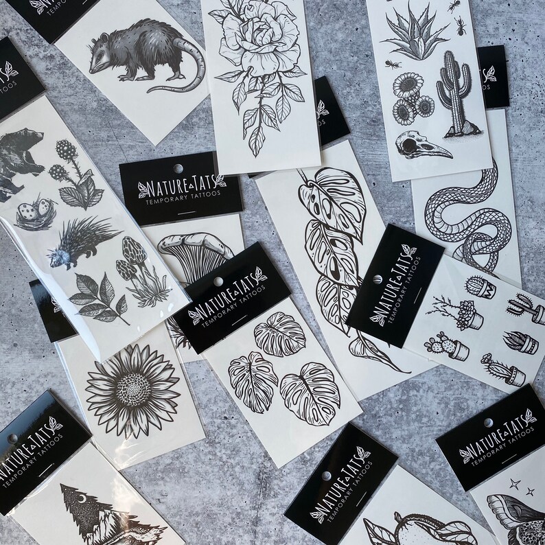 Opossum Temporary Tattoo Black Ink Possum Forest Animal Etsy