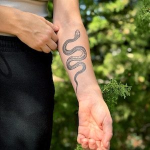 Garden Snake Temporary Tattoo: Realistic Serpent Design, Hand-Drawn, Fake Tattoo image 10