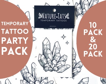 Crystal Tat Party Pack, 10 and 20 Pack Temporary Tattoos, Party & Wedding Favors