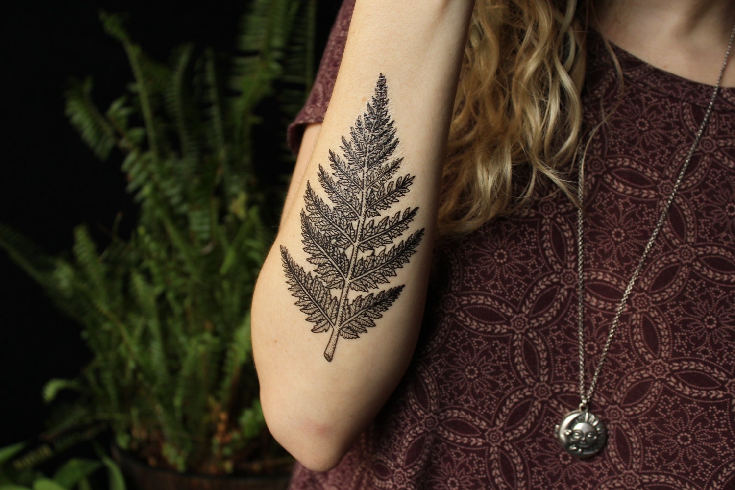 Farn Blatt temporäre Tattoo Wald Blätter Tattoo schwarze Etsy