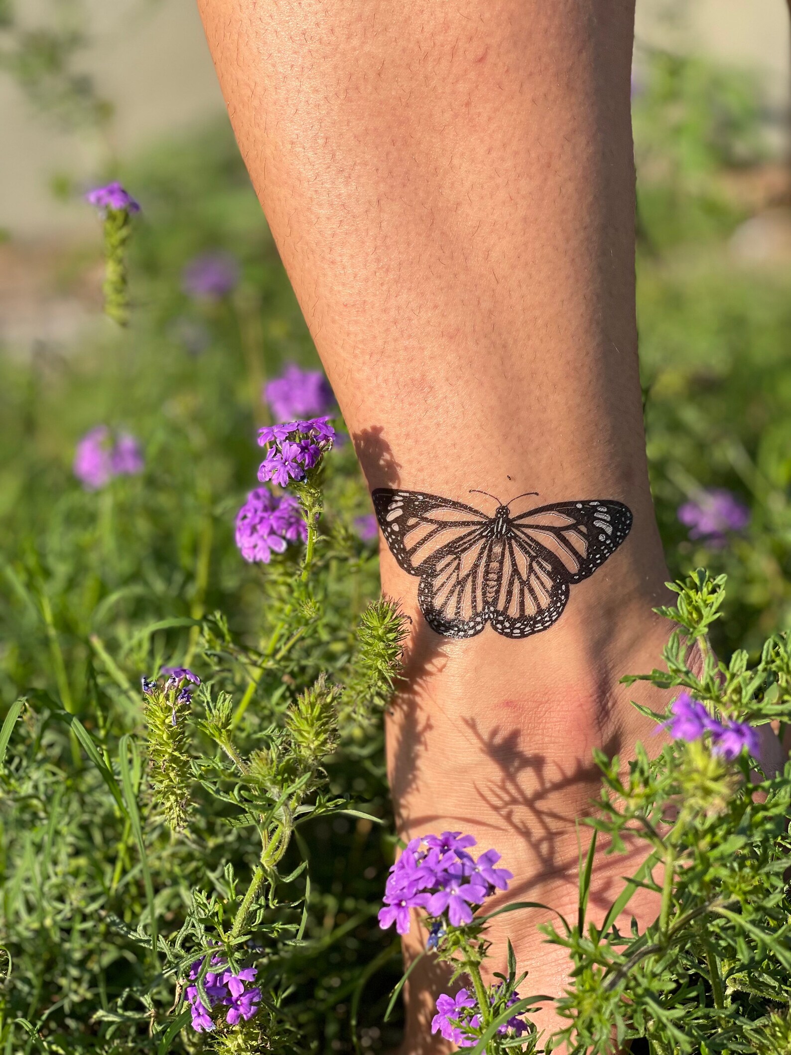 Monarch Butterfly Temporary Tattoo Black Line Tattoo with | Etsy