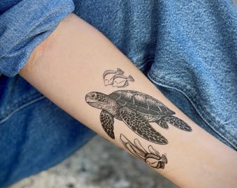 Sea Turtle Temporary Tattoo: Ocean Animal, Marine Life Nature Tattoo