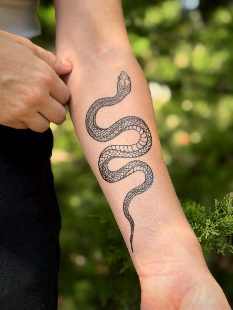 NatureTats Garden Snake Temporary Tattoo - Thumbnail 4