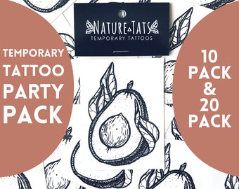 Avocado Tat Party Pack, 10 and 20 Pack Temporary Tattoos, Party & Wedding Favors