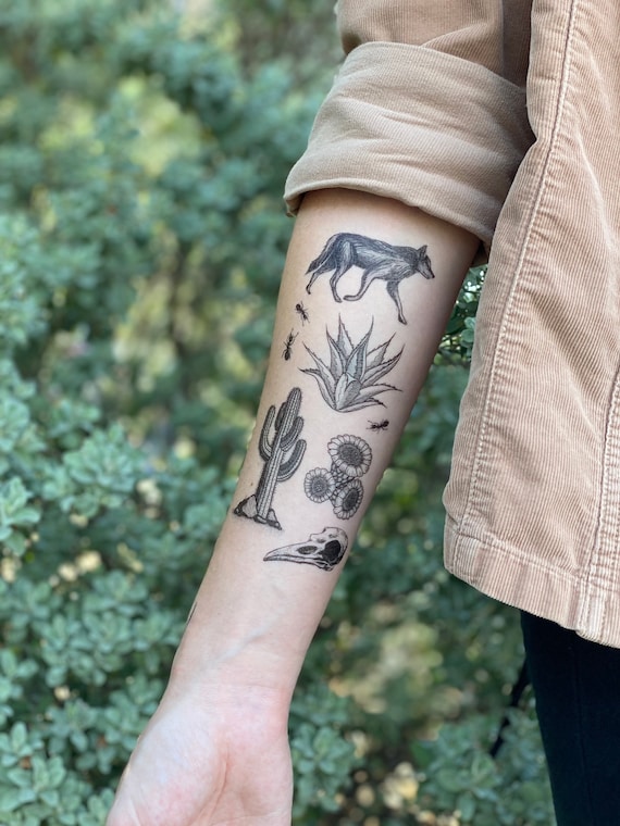 Desert Wild Temporary Tattoo Collection Coyote Agave - Etsy New Zealand Desert Wild Temporary Tattoo Collection Coyote Agave - Etsy New Zealand