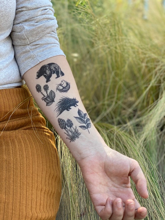 Forest Forage Temporary Tattoo Collection Bear Porcupine - Etsy New Zealand Forest Forage Temporary Tattoo Collection Bear Porcupine - Etsy New Zealand