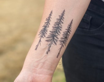 Pine Trees Temporary Tattoo, Forest Lover Gift, Stocking Stuffers & Party Favors