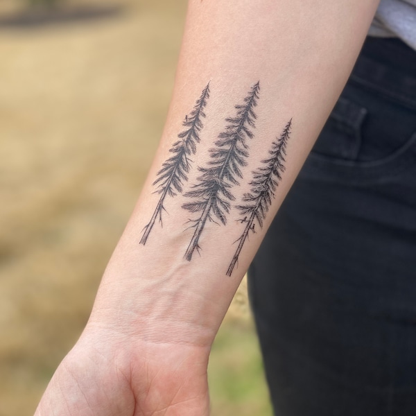 Pine Trees Temporary Tattoo, Forest Lover Gift, Stocking Stuffers & Party Favors