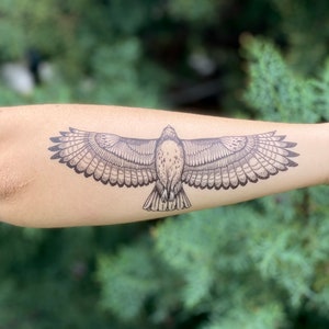 Hawk Feather and Birds by Ryan El Dugi Lewis TattooNOW